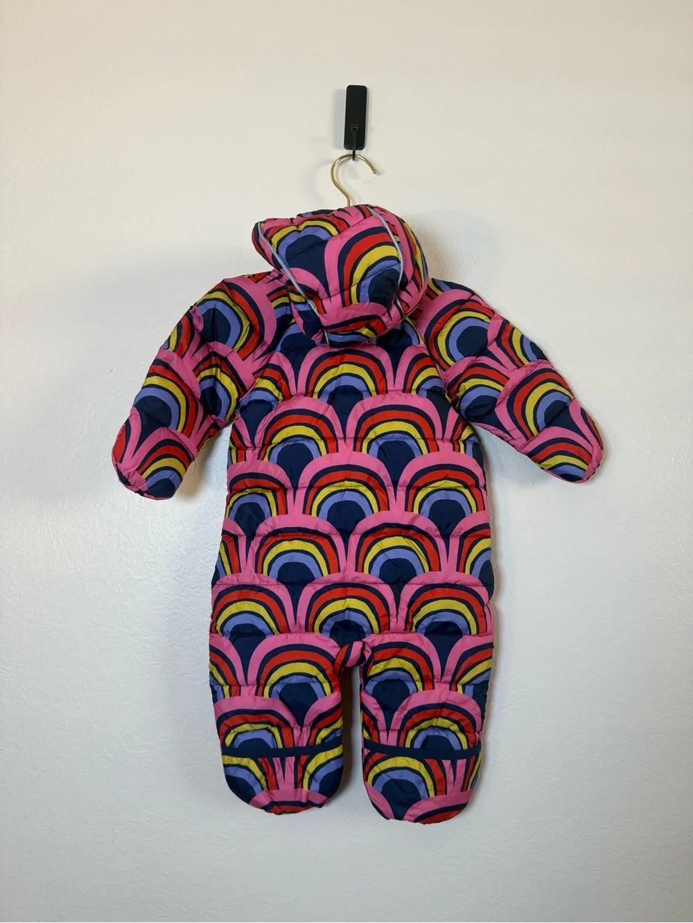 Hannah Andersson Printed Baby Snowsuit in Hello Rainbow